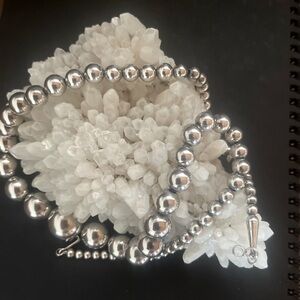 Vintage Sterling Navajo Pearls Necklace Smooth 23” Graduated